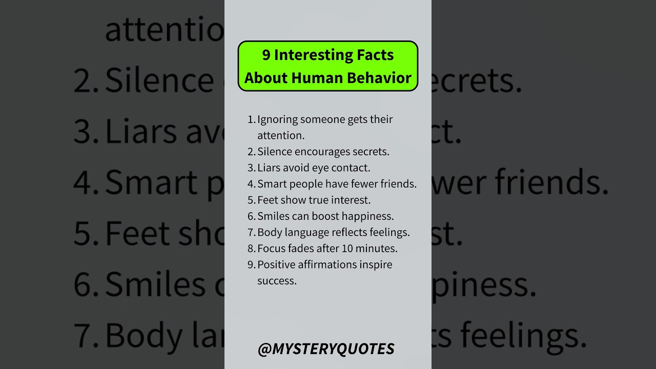 9 Surprising Human Behavior Facts | Mystery Quotes