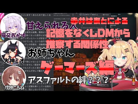 記憶がない赤井はあとが思う相関図。ゲーマーズ編【2023/11/05/ホロライブ切り抜き/赤井はあと】