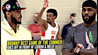 Bronny James BEST GAME OF 2021 In Front of LeBron \& Carmelo Anthony!!