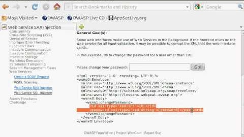 WebGoat 5.3 - Web Service SAX Injection