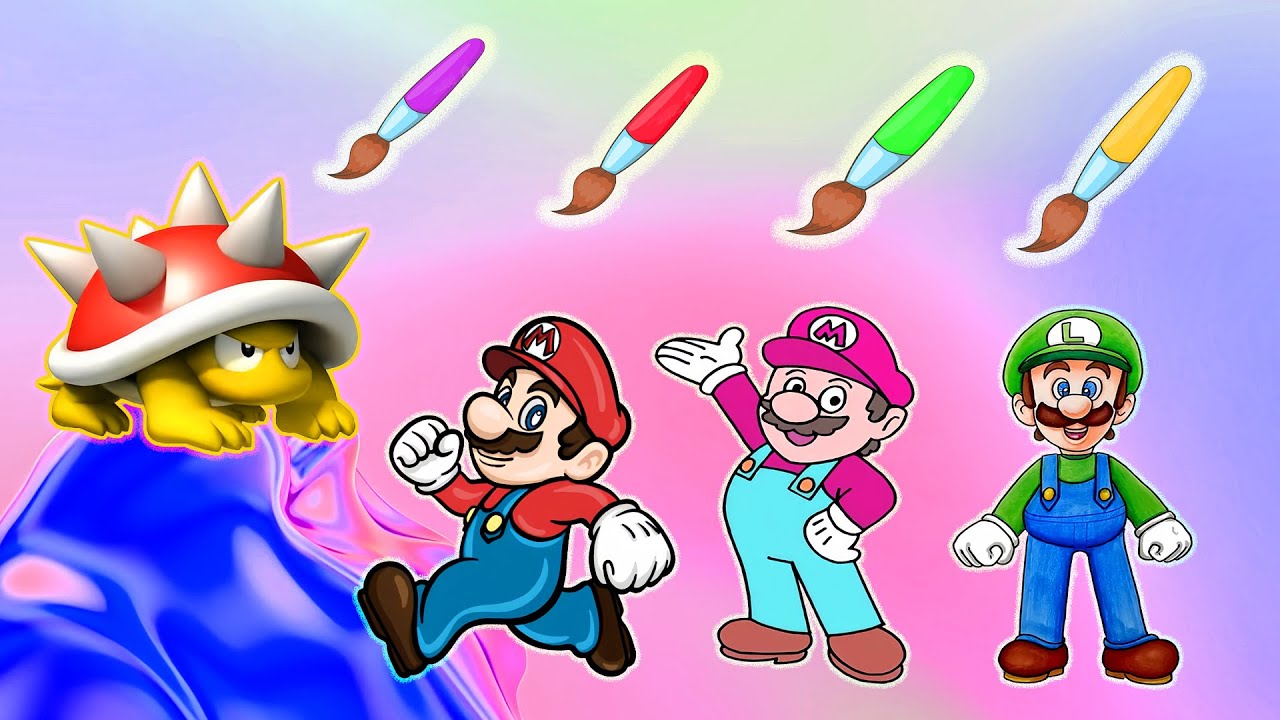 Minimalist Art Challenge! Can You Color Mario, Luigi, and Spiny Correctly? | Mario Puzzle Game