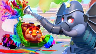 Firetruck Elephant EVIL TWIN shoots RAINBOW SLIME and creates chaos! - Super Rescue Squad