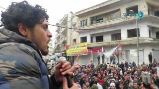مظاهرة في مدينة إدلب بقيادة الساروت نادت بتوحد القصائل 2016/12/16