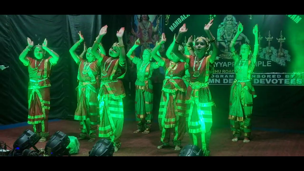 Group dance of girls south indian song dance stage special pooja program by FAD 29 in Ayyappa temple
