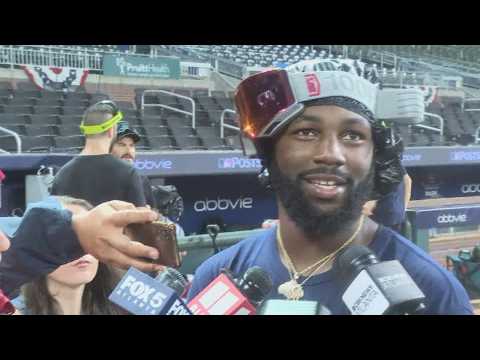 Michael Harris celebrates Wild Card victory