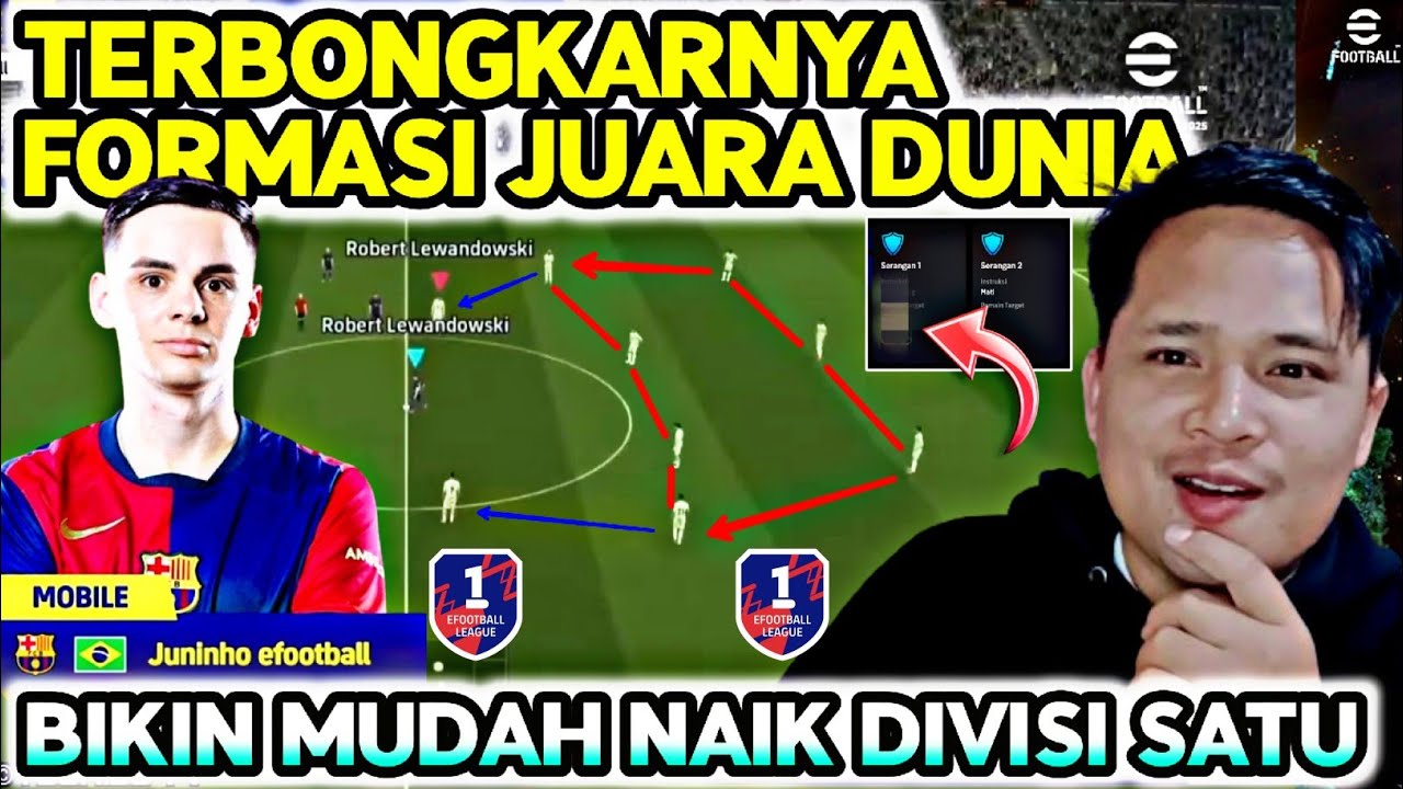 TERBONGKAR ! RAHASIA FORMASI & SQUAD JUARA DUNIA JUNINHO YANG BIKIN CEPAT NAIK DIVISI 1 EFOOTBALL