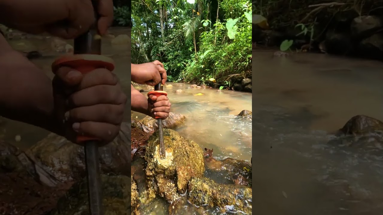 Discovering Hidden Gems in Cracked Rocks! 🔨✨ 