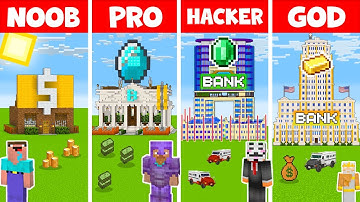 Minecraft SECURE BANK BUILD CHALLENGE - NOOB vs PRO vs HACKER vs GOD / Animation