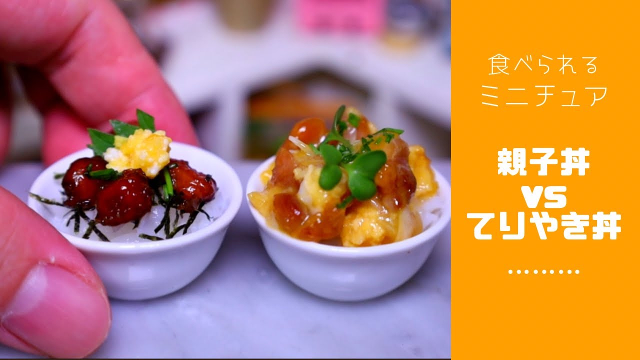 【ミニチュア料理】親子丼 vs 鶏てりやき丼│食べられるミニチュア│Miniature Hieu’s kitchen