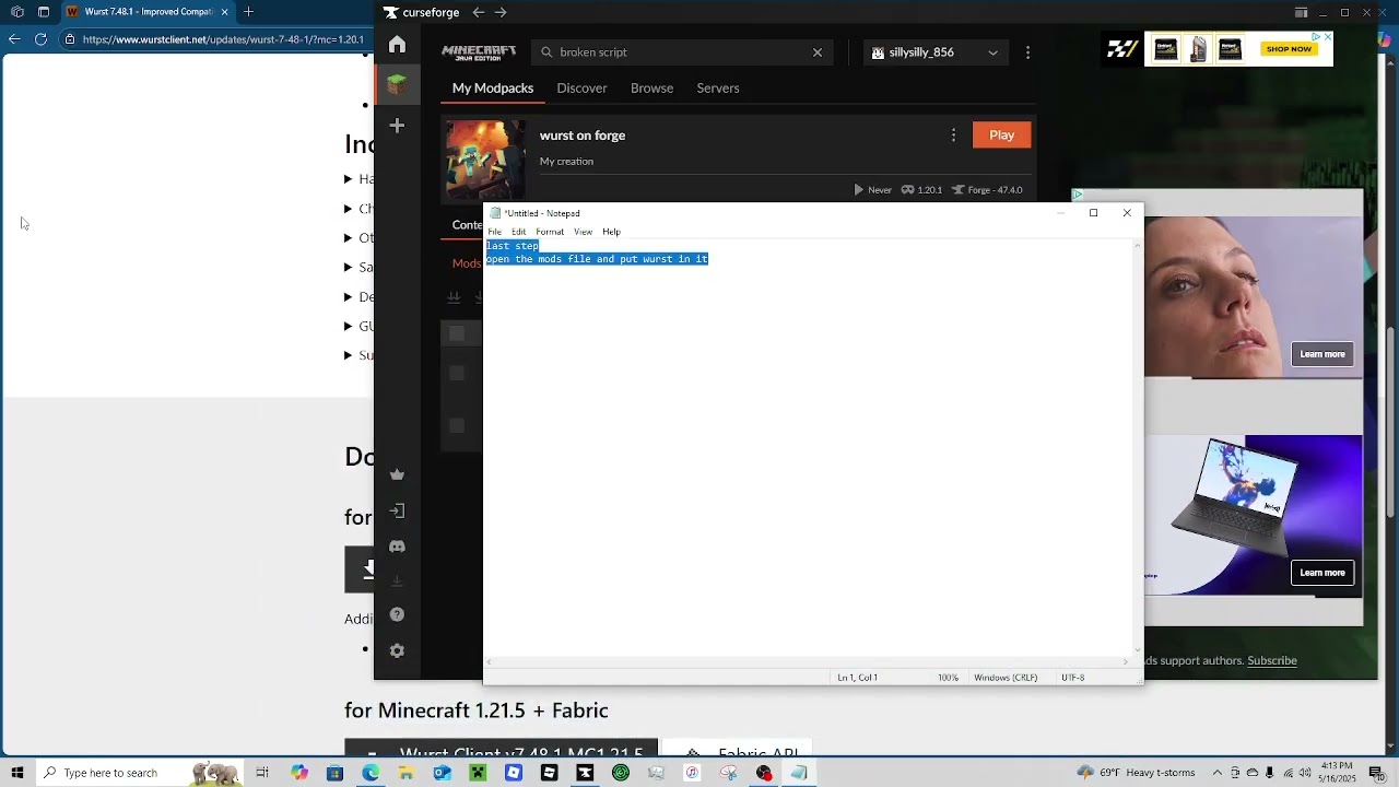 How to get wurst on forge 1.20.1 (WORKS)