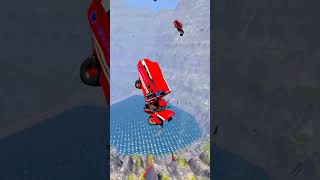 Red Box Truck Crash Gaint Deep Pit Beamng Drive #beamngdrive #beamng #shorts