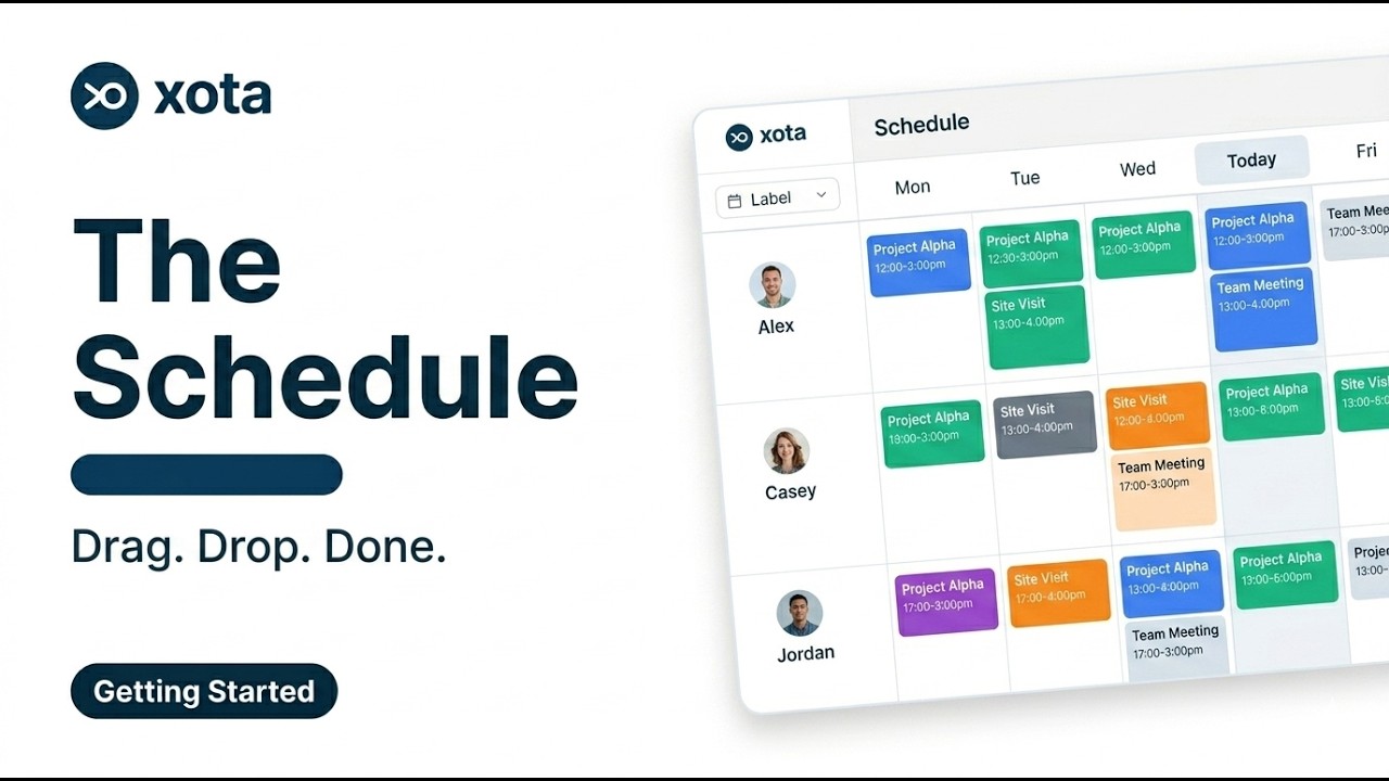 The schedule — bookings, tasks and absence on one calendar