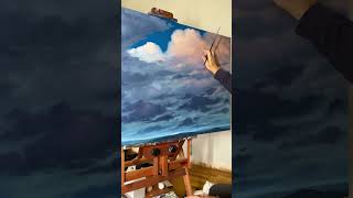 I’ve been working on a new cloudscape in oil.  What do you think?  #oilpainting #clouds #art #paint