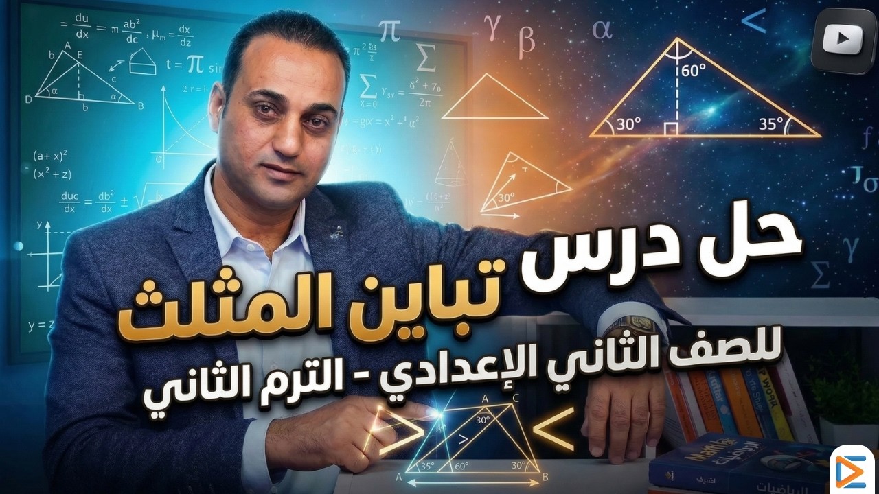 مستر أشرف يقفل درس تباين المثلث 🔥 | حل أهم الأفكار | تانية إعدادي ترم تاني