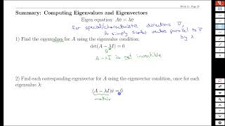 Week11 Page27 Notes on Eigenvalues and Eigenvectors