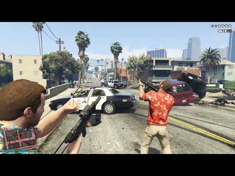 GTA 5 - Michael & Trevor Madrazo Cartel Shootout + Ten Star Escape