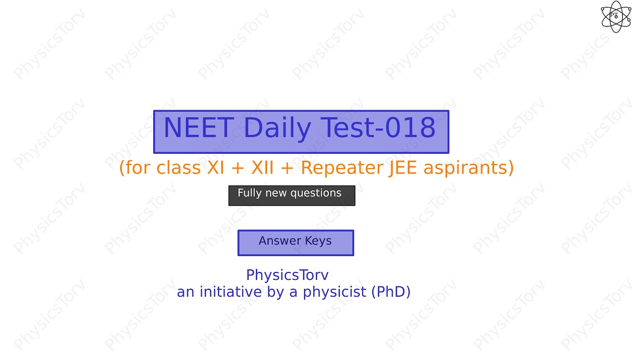 NEET Daily Test-018 (Answer Keys) - YouTube