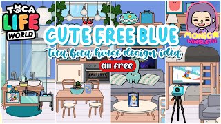 Cute Free Blue House Design Idea in toca boca ?? | *Speed build  ALL FREE  Toca Life World