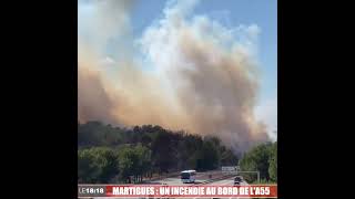 Martigues : un incendie important se déclare au bord de l'A55 dans le sens Fos-Marseille