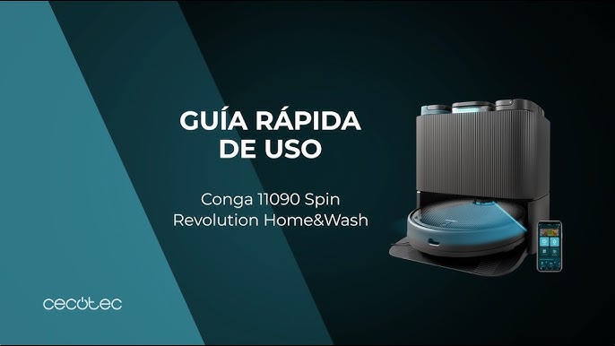 Cecotec Robot Aspirador y Friegasuelos Conga 11090 Spin Revolution Home&Wash  con Base de Autovaciado, Autolimpieza y Secado de Fregonas. Navegación  Láser Ultrasónica, Motor de Succión 5000 Pa : : Hogar y cocina