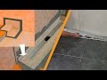 Tusoló csempeburkolata vonali vízelvezetéssel: Fali beépítés