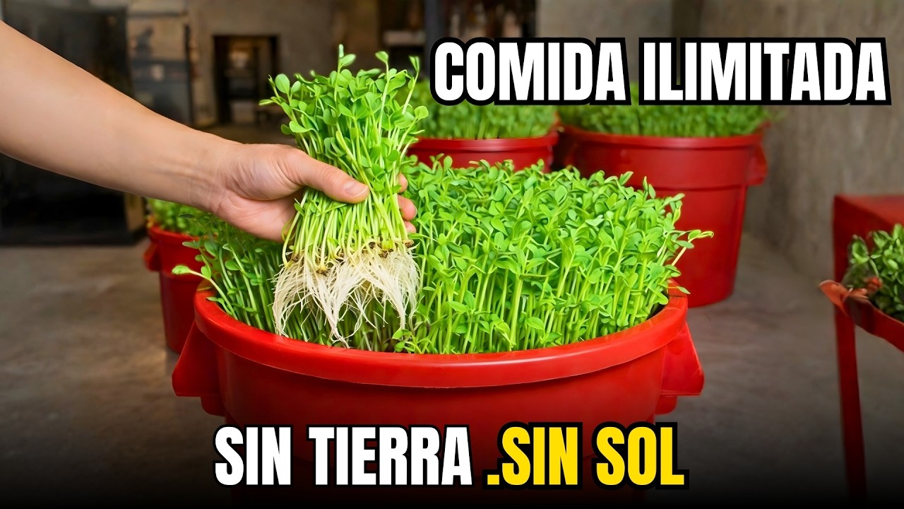 Cultiva Microvegetales Ilimitados en un Bote de Basura — Sin Tierra y Casi Sin Luz”