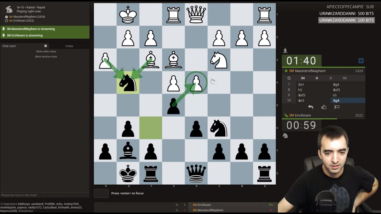 Double Edged Nimzowitsch Defense: IM Esserman vs IM Rosen