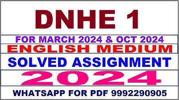 dnhe 1 solved assignment 2024 | dnhe 1 solved assignment in english 2023-24 | dnhe 1 2024