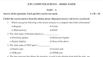 2023 Computer Science PUC 2nd Year Commerce Arts Science 2023 Model Question Paper Karnataka