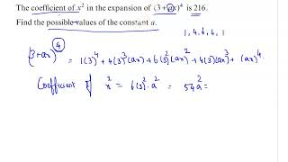 Chapter 6#Binomial expansion# Exercise 6A#Problem 4#The coefficient of x^2 in the expansion of