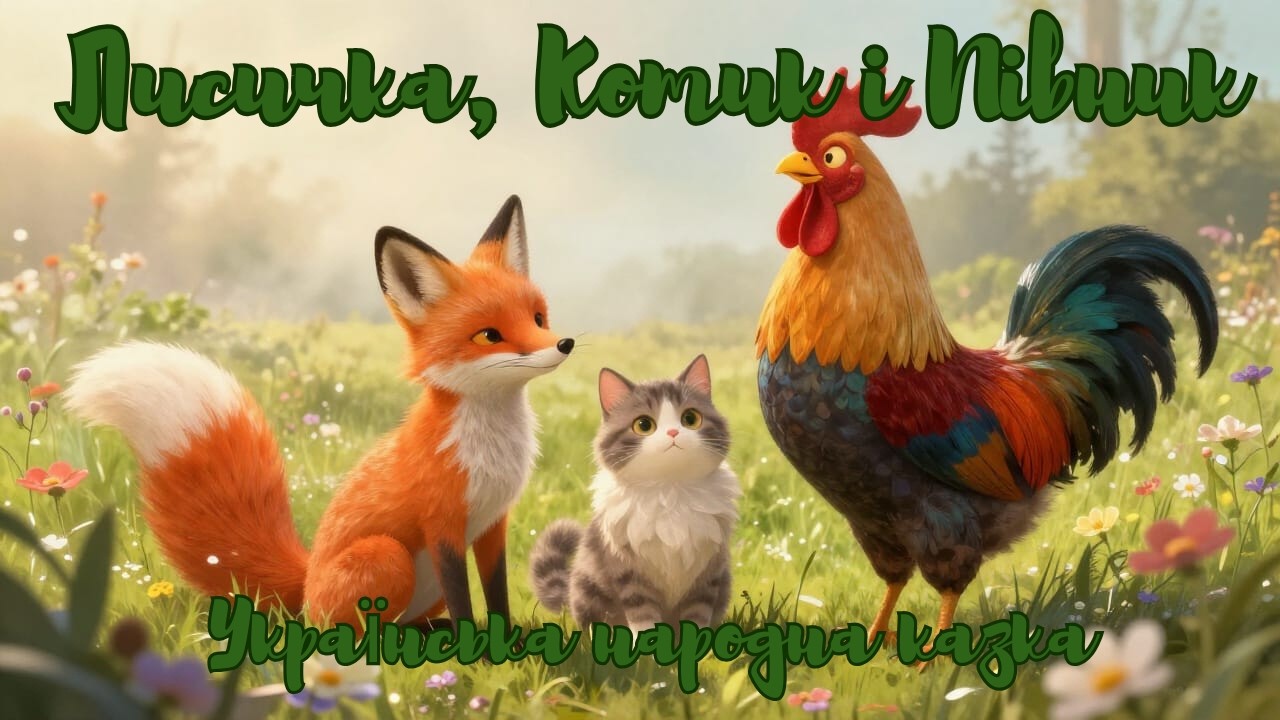 Лисичка, Котик та Півник 🦊🐱🐓| Українська народна казка для дітей 💛💙📖| 🎤🎶Аудіоказка перед сном