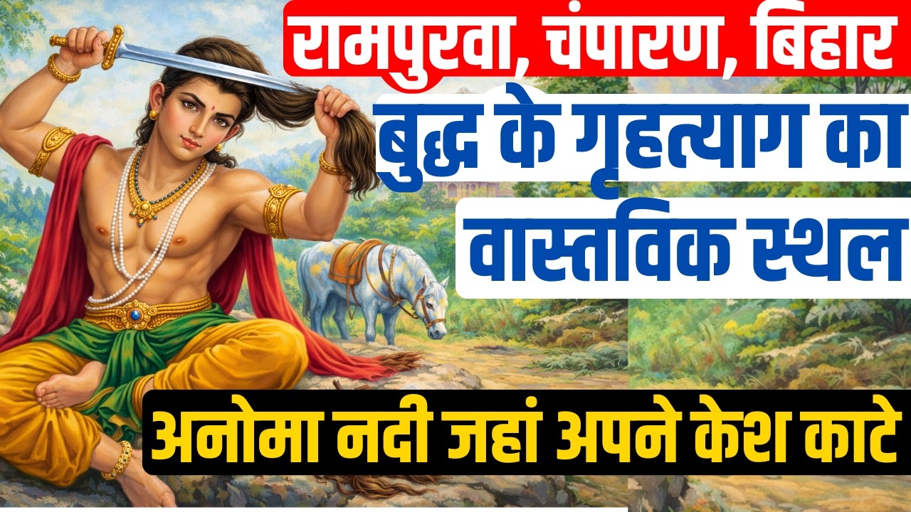 बुद्ध के गृहत्याग का वास्तविक स्थल ,रामपुरवा, चंपारण, बिहार अनोमा नदी जहां अपने केश काटे ||