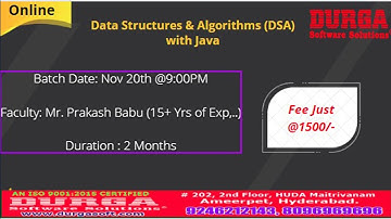 Data Structures & Algorithms with JAVA Online Training @ DURGASOFT