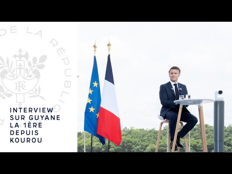 Interview du Président Emmanuel Macron sur Guyane la 1ère depuis Kourou.