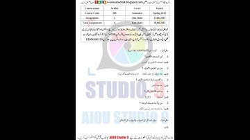 AIOU CODE:205 Assignment No. 2, Spring 2023عربی Arabic