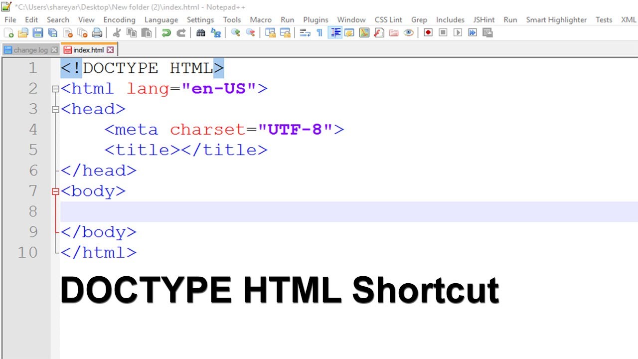 how to write doctype html