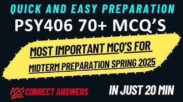 PSY406 70+ MCQ’S FOR MIDTERM PREPARATION 2025 #PSY406 #Midterm2025