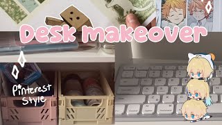 Aesthetic desk Makeover 2024 🎀| Pinterest inspired & anime photo card making🌸