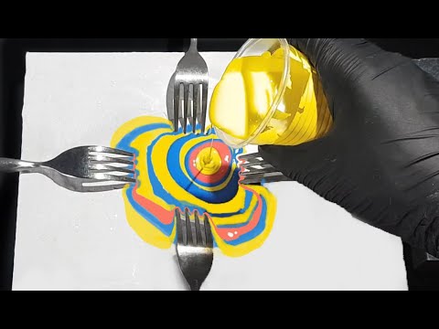fluid art painting techniques with fork for beginners | acrylic pouring