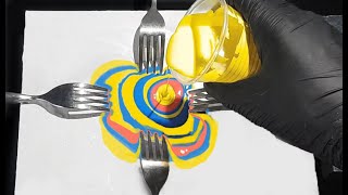 fluid art painting techniques with fork for beginners | acrylic pouring