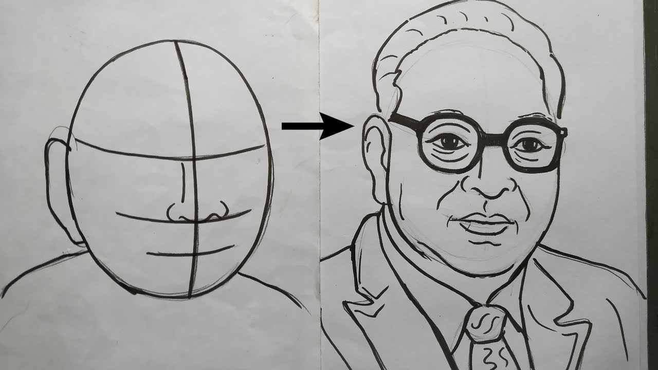 how to draw Dr B.R Ambedkar step by step,drawing of Dr. B.R ...
