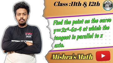 🔴Find the point on the curve y=2x²-6x-4 at which the tangent is parallel to x axis. 🔥