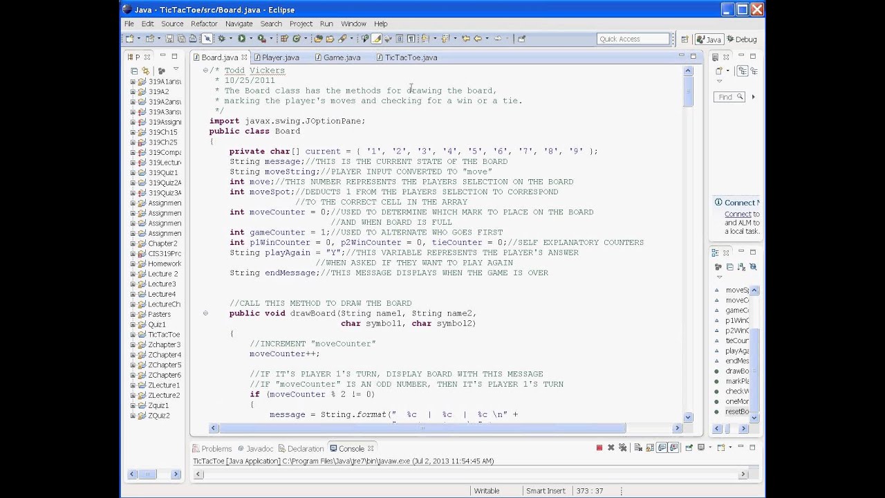 Java tic tac toe program code