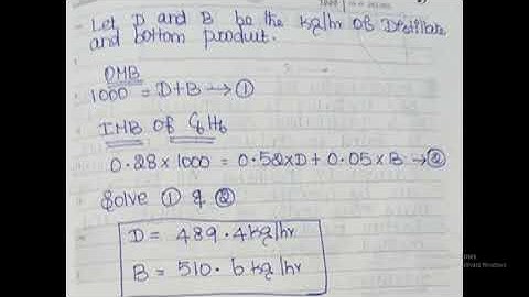 MATERIAL BALANCE  WITHOUT CHEMICAL REACTION PROBLEM- DISTILLATION COLUMN
