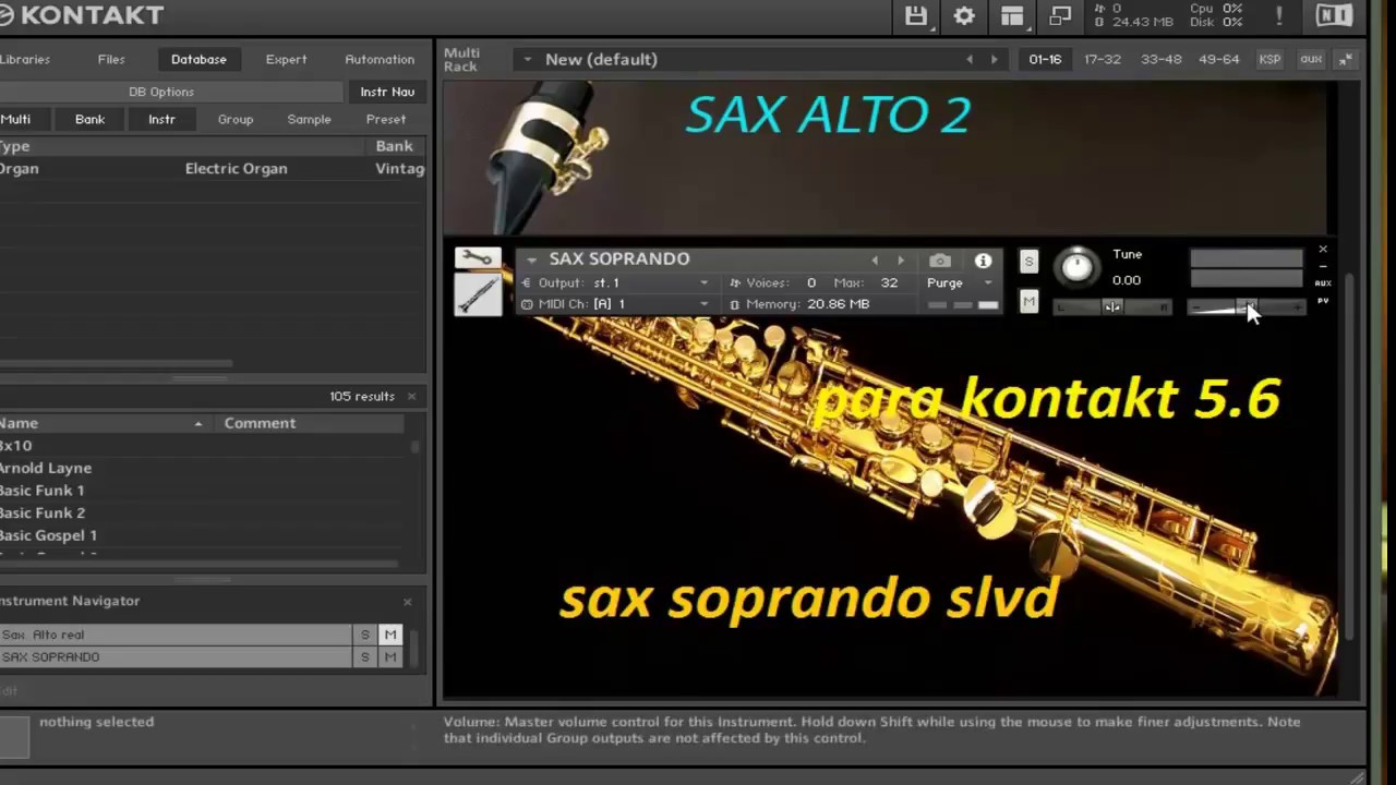 SOPRANDO SAX ALTO NO KONTAKT 5.6,6 YouTube