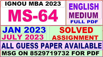 ms 64 solved assignment 2023 / ms 64 solved assignment 2022-23 / ignou ms 64 2023-24