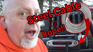 Change Winch Cable to Synthetic Rope #poweraddictscrew #winching