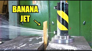 Hydraulic Press Waterjet: Cutting Through Watermelon & Wood!