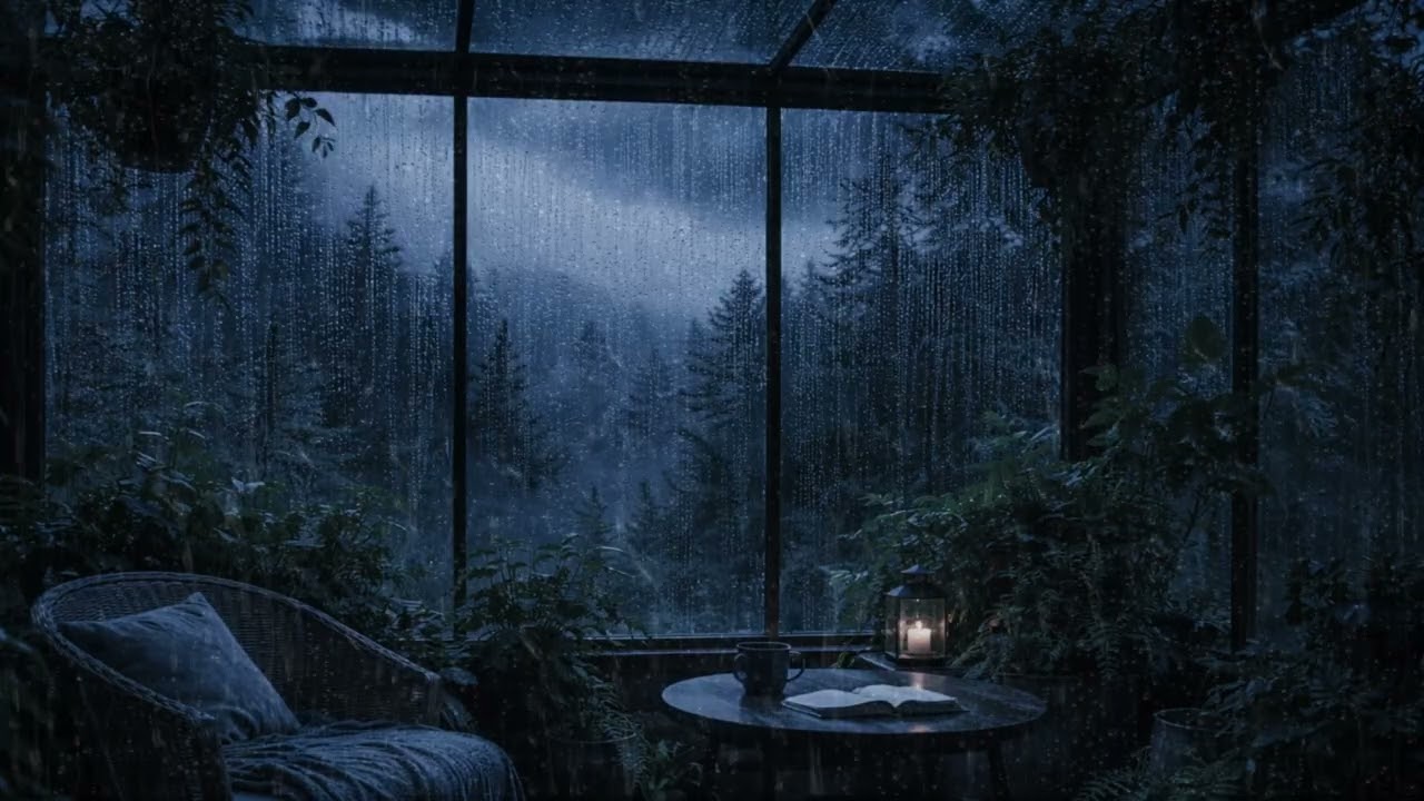 Rainy Night in a Cozy Greenhouse 🌧️ | 5 Hours Deep Sleep Sounds