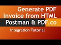 Generate PDF Invoice from HTML Template using Postman and PDF.co